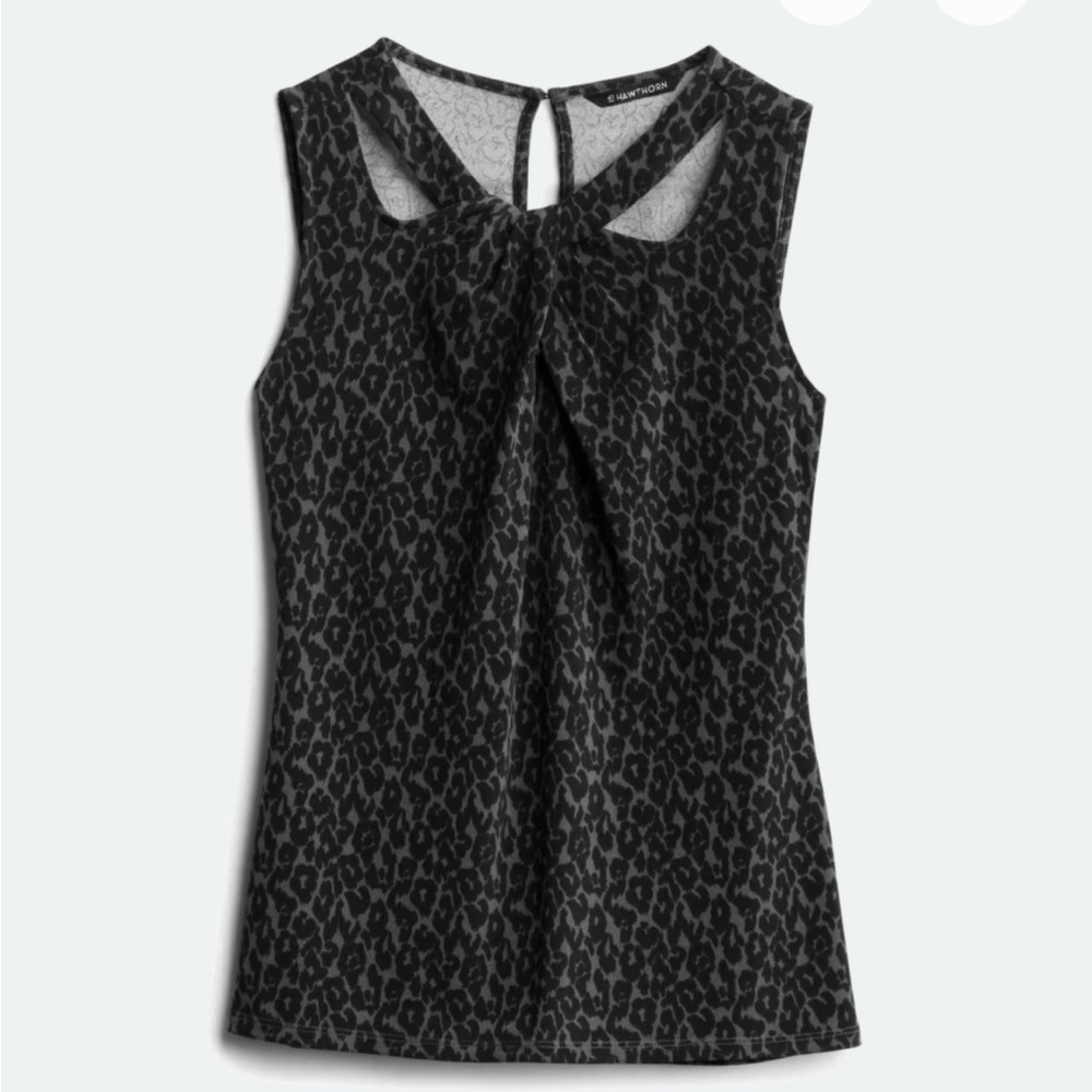 Charcoal Leopard Print Sleeveless Blouse